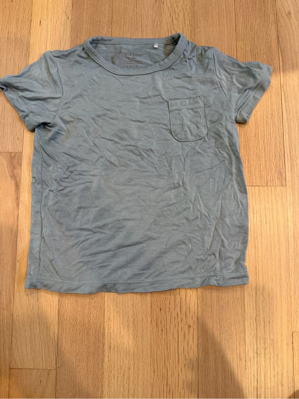 Angel Dear Short Sleeve Pocket Tee in Dusty Blue